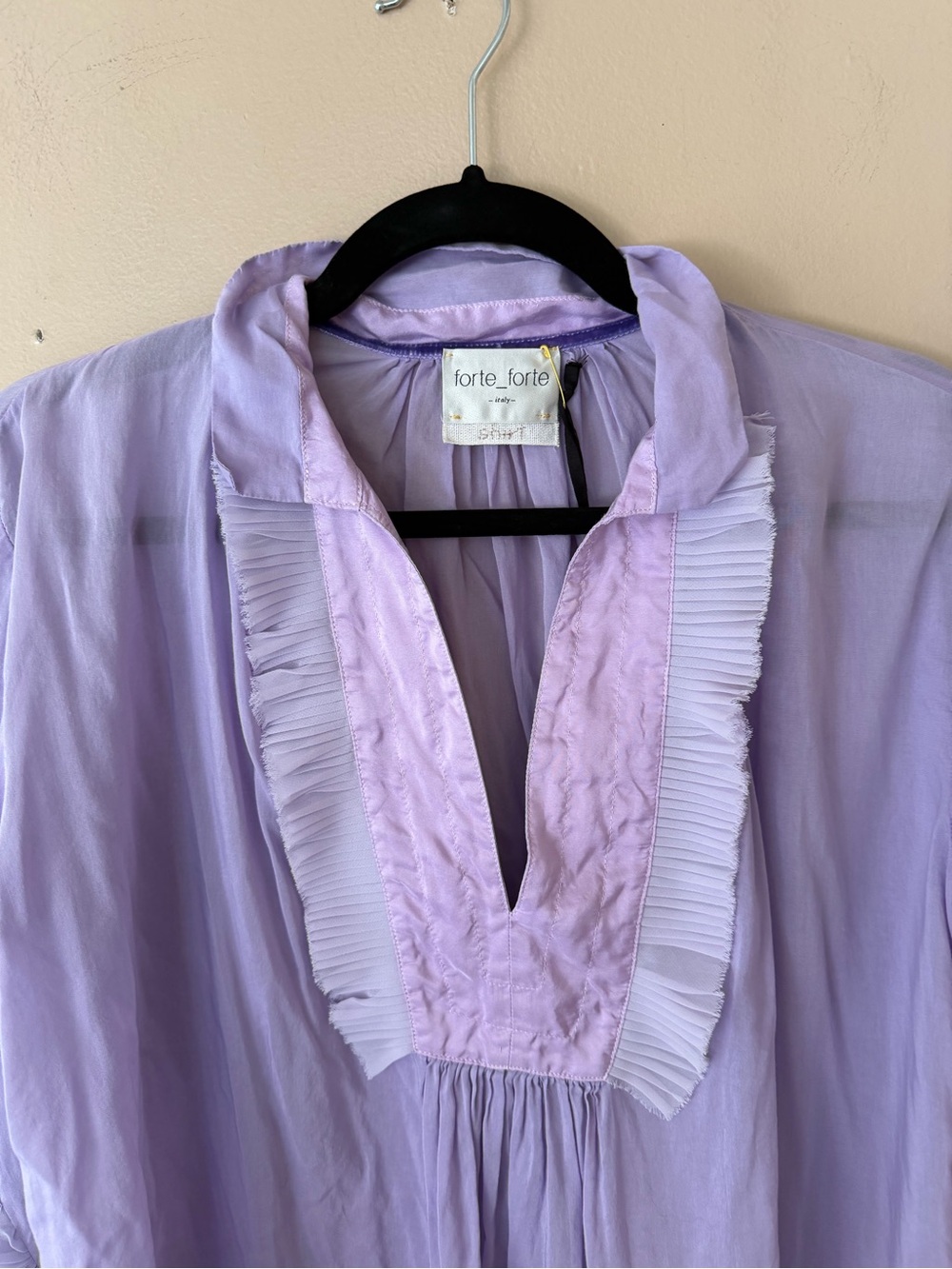 Forte Forte front panel shirt lilac Lavender Ruffle Blouse top $445 sz II 6 - Picture 10 of 14
